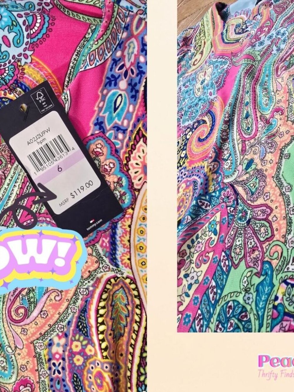 NWT Tommy Hilfiger Multicolor Paisley Long-Sleeve Shift Dress image 2